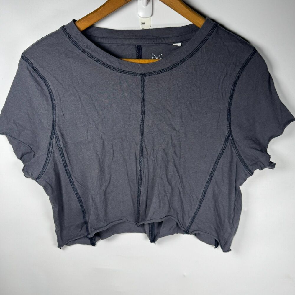 Basics by PacSun Dark Grey Short Sleeve Crop Top Womens Small Casual Basic Comfy